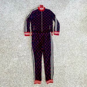 Gucci Navy Blue GG Jacquard Cotton Knit Track Suit Size XXL